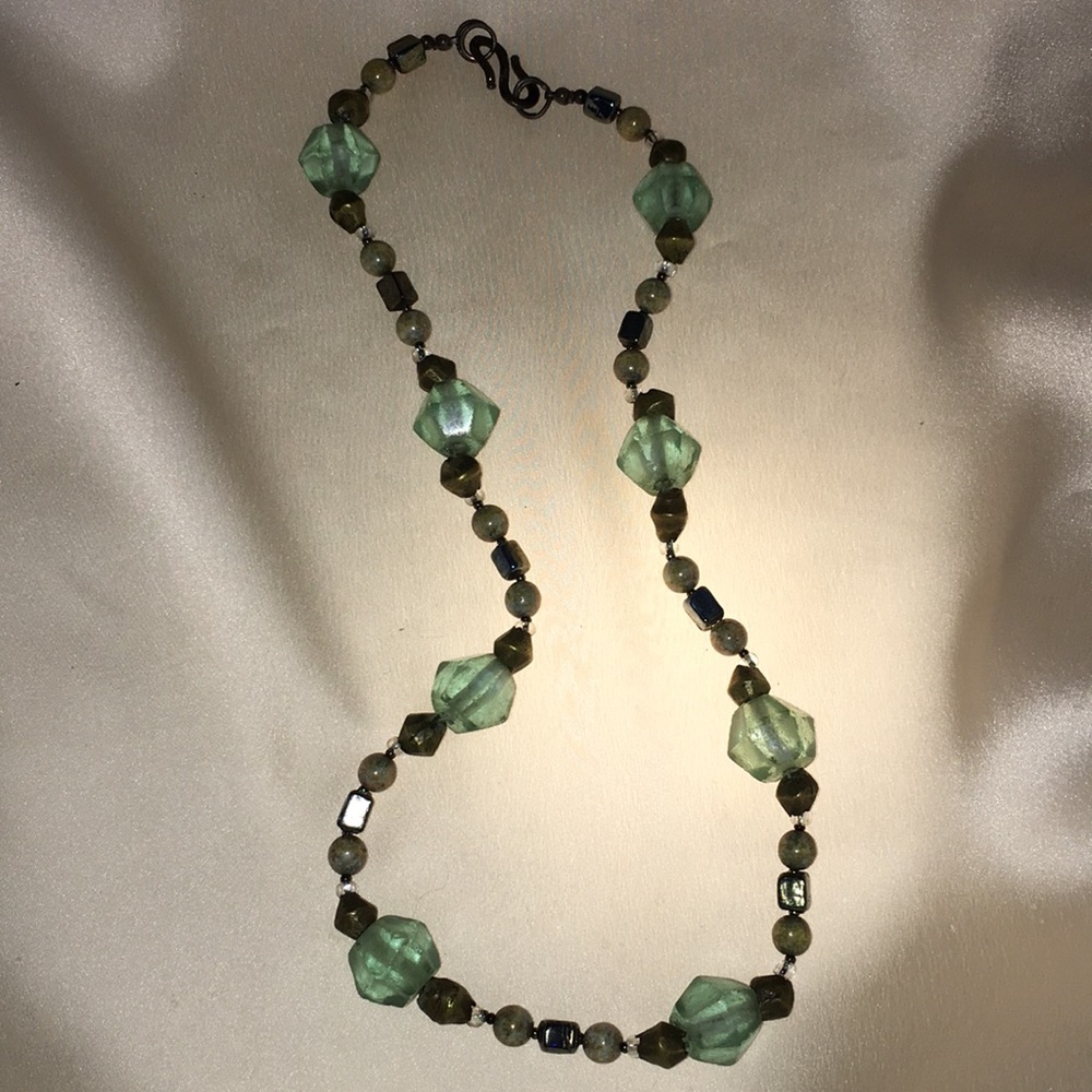 Lunati Original faceted recycled glass necklace.
